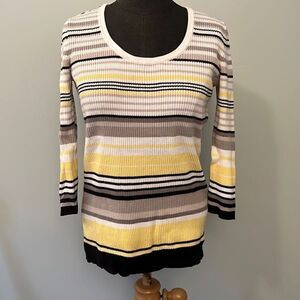 Liz Claiborne Women's Knitted Sweater With Bayadere Stripes